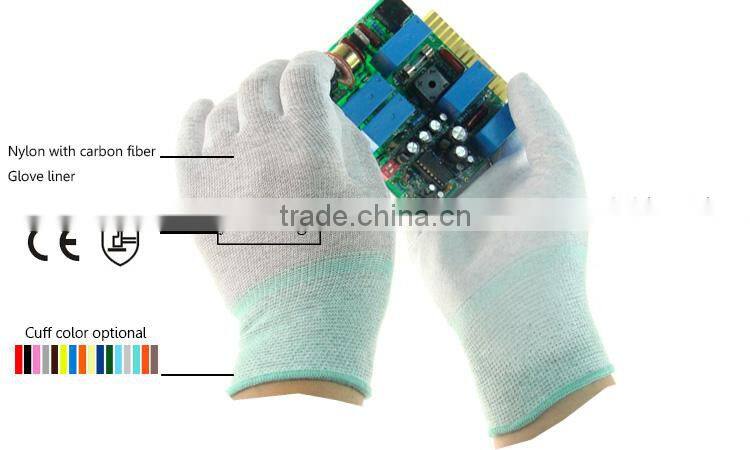 Factory Wholesale ESD / Anti Static Carbon Fiber PU Safety Work Gloves