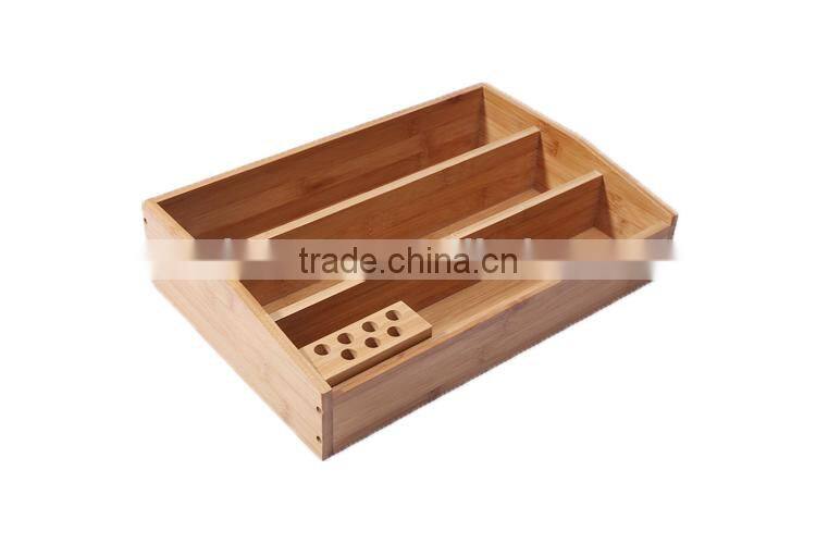 Hot Selling ! 2015 New Model 100% Bamboo Desk Organizer Cosmetics Storage Box