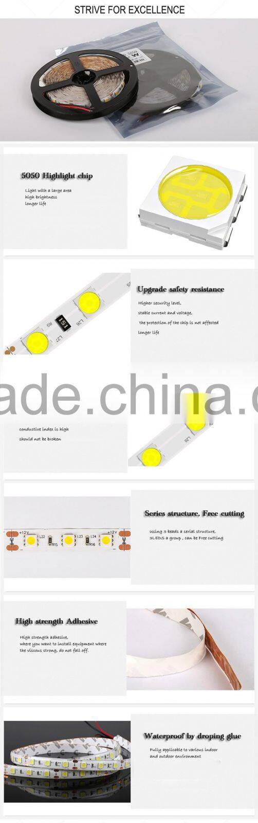 Wholesales price SMD 5050 rigid led strip IP65 Waterproof 60Led/m DC 12V with CE ROHS