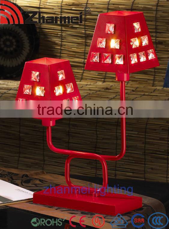 Modern Crystal two lights compund Table Lamp for bedroom or dining table
