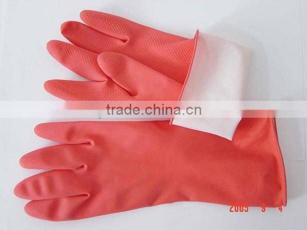 dipflocklined latex glove/rubber glove