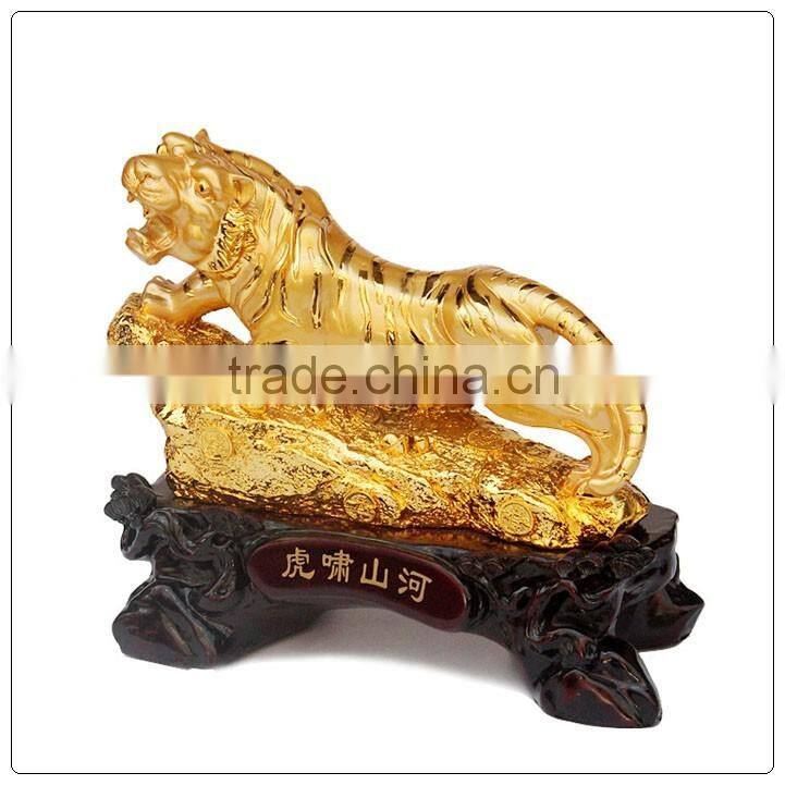 24K Golden color resin tiger statue , fengshui tiger