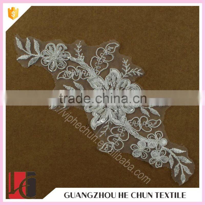 HC-2092-1 Hechun Embroidery Beading Pearl Designs Flower Lace Appliques