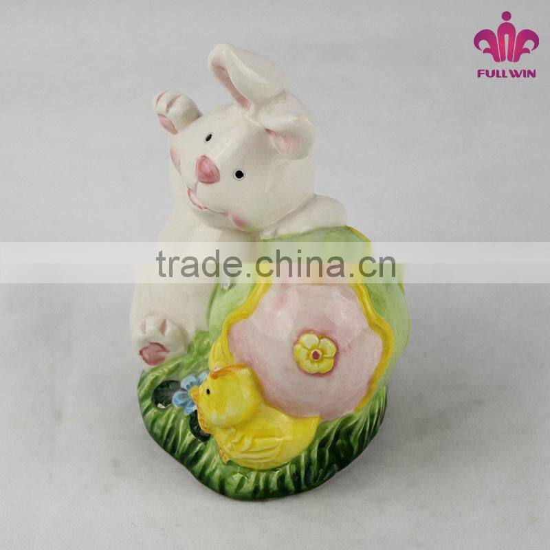 Rabbit Design Hand-painted Ceramic Easter Decoration