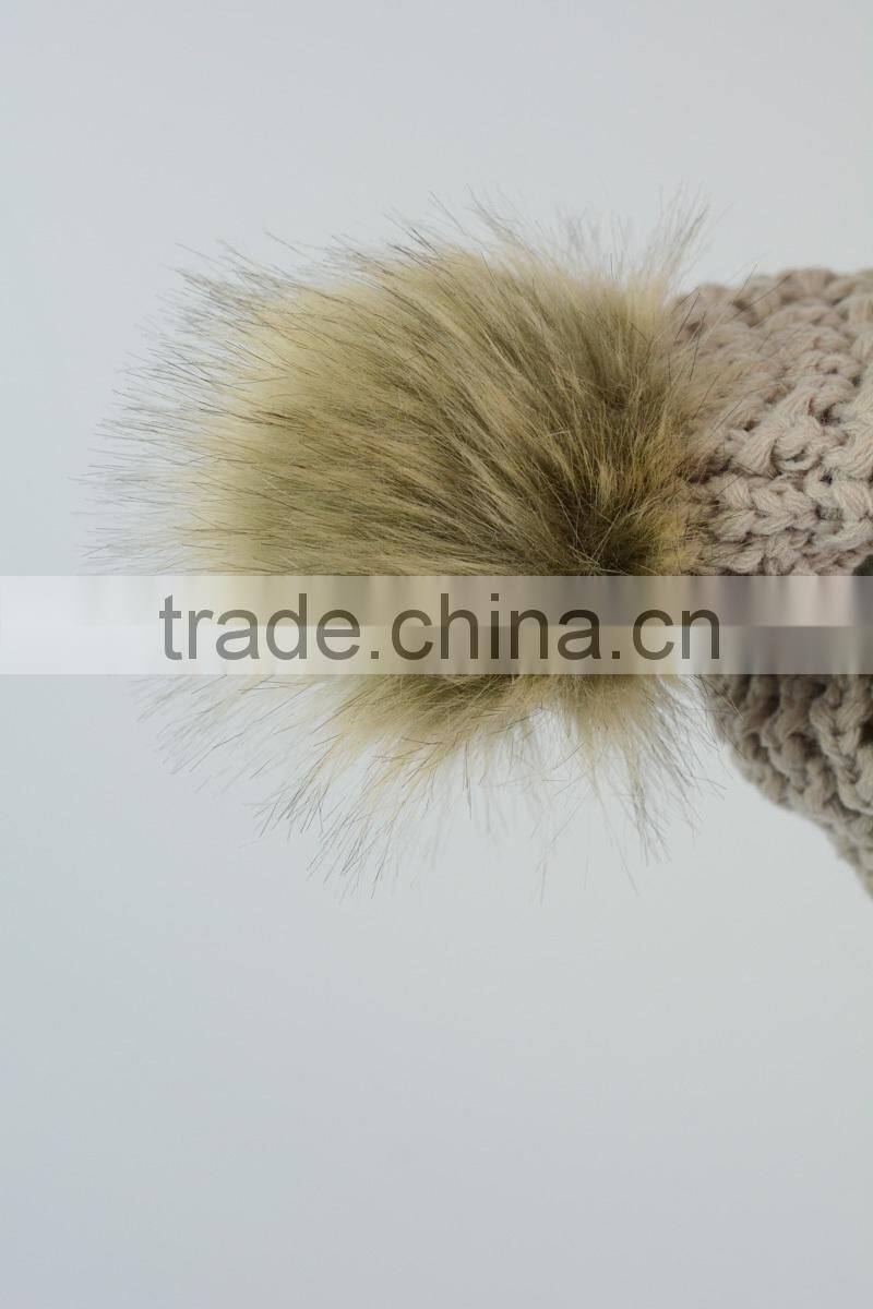 Textured beanie with pom pom Knit beanie
