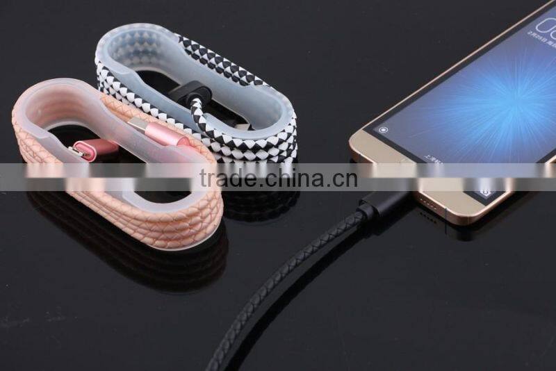 High speed leather braided cable usb data cable