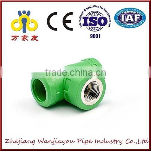 green color ppr pipe fitting of female thread tee