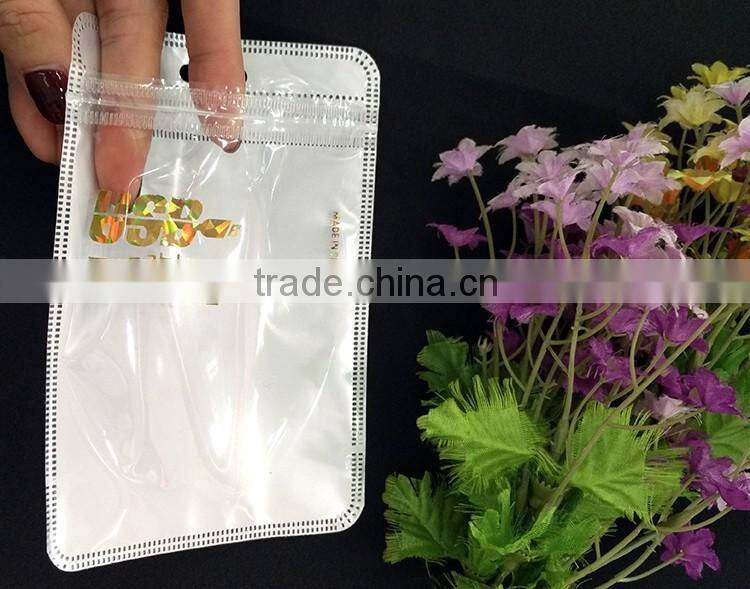 Mobile phone accessories plastic bags/white printing USB plastic bags with zipper/