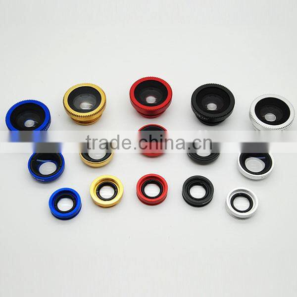 mobile phone fisheye wide-angle macro lens 3in1 lens kit camera photo lens with universal pipe clamp