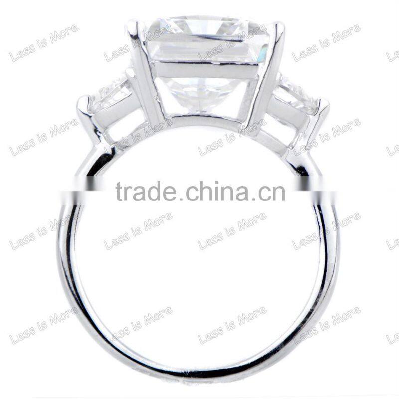 Fashion Alette's Emerald Cut white gold CZ Engagement Ring