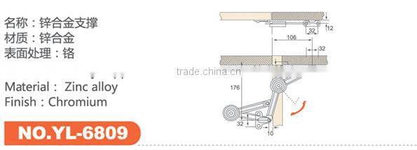 zinc alloy up-turning box hydraulic flap lid stay