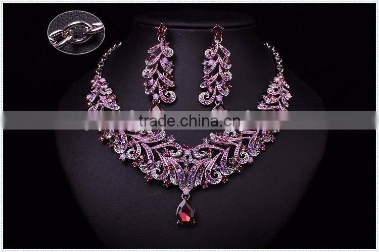 18 kg Gold plated bridal Wedding jewelry set crystal bead necklace and earrings with rhinestone african jewelry sets