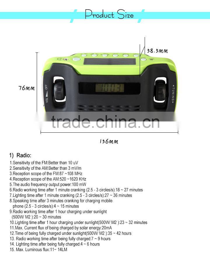 2016 Trending Products Dynamo Digital Display LED Torch AM/FM Solar Rechargable Radio Flashlight