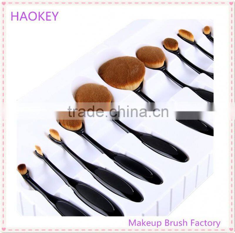 2016 New Professional 10 Pcs Soft Oval Toothbrush Makeup Brush Sets Foundation Brushes Contour Powder Blush Concealer Brush