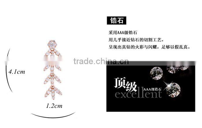 Mexican Vietnam Gold Jewelry 14K Long Gold Earring