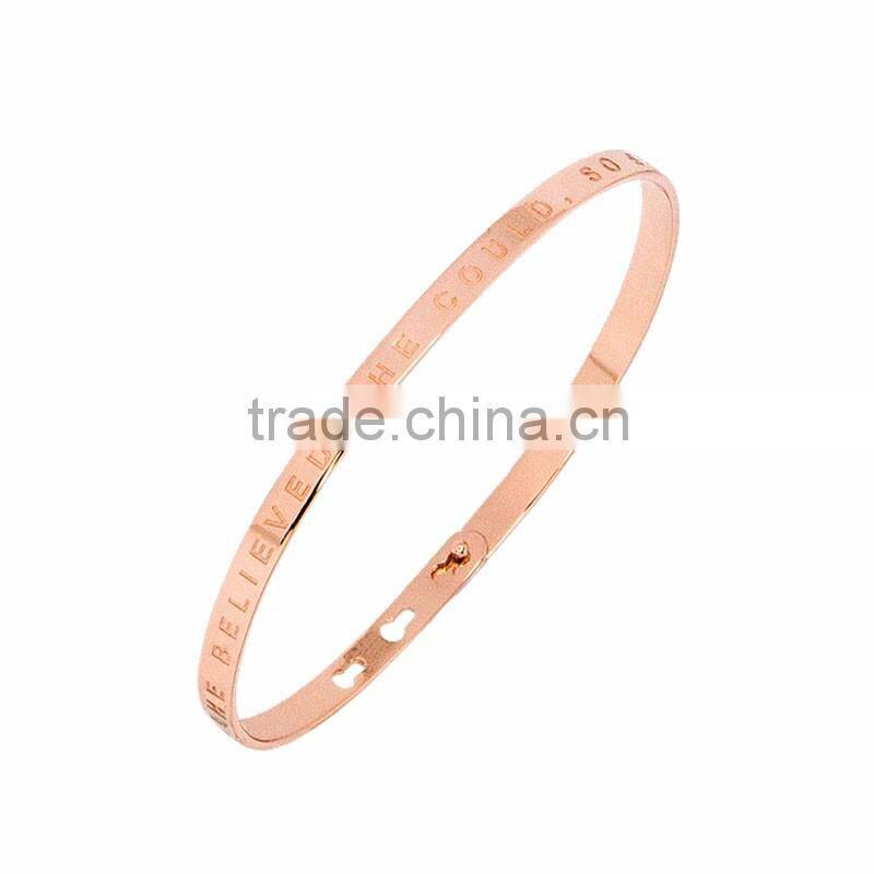 Memories Bangles with Customize Design Word 'SHE BELIEVED SHE COULD, SO SHE DID' with 4mm/7mm Width