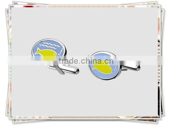 Manufacture 2013 cute fish cufflinks blanks enamel fashion