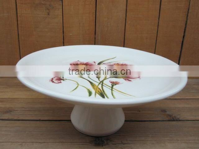 Flower Decal Dolomite Material Cake Plate with Stand Manufacturing