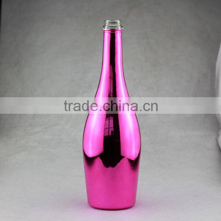 Colorful electroplated glass bottle golden glass wine bottle white glass 750ml liquor bottle