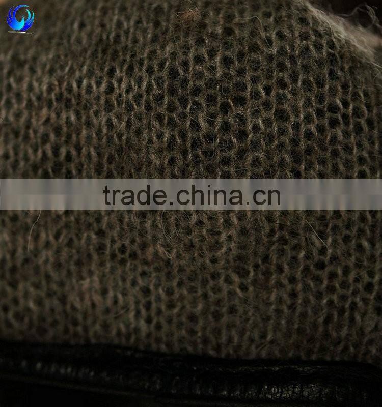 Fancy women wool lined black sheepskin leather touchscreen gloves with zipper