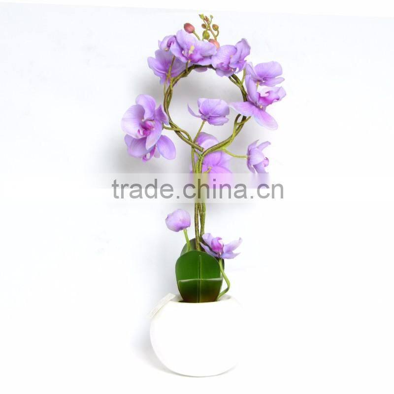Artificial Silk Phalaenopsis Orchids Centerpiece in Ceramic Base