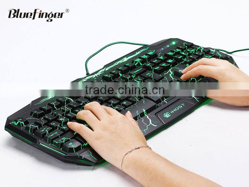 Custom professional USB computer game keyboard with green backlit