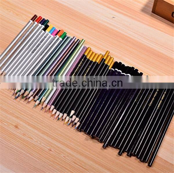 cheap wooden draw artist pencil set with tin box