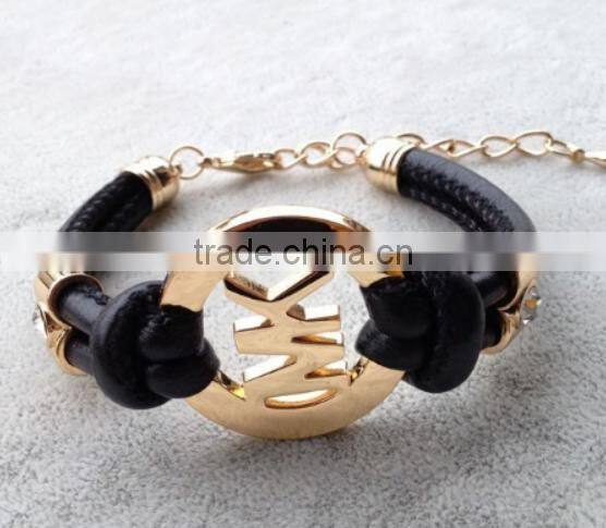 fashion vintage Pu leather lady leather bracelet wholesale