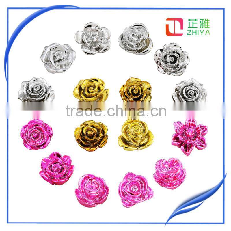 wholesale zhiya Resin flower jewelry silver plated gifts silver plating resin craft accessary