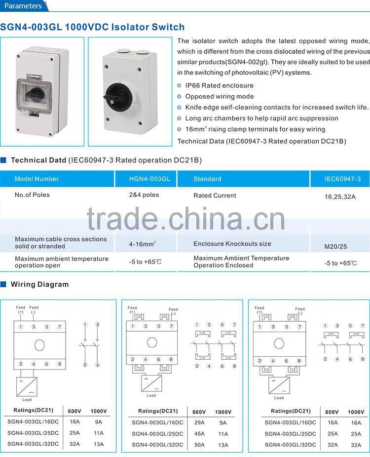 Type of Isolator Switch HGN4-003GL