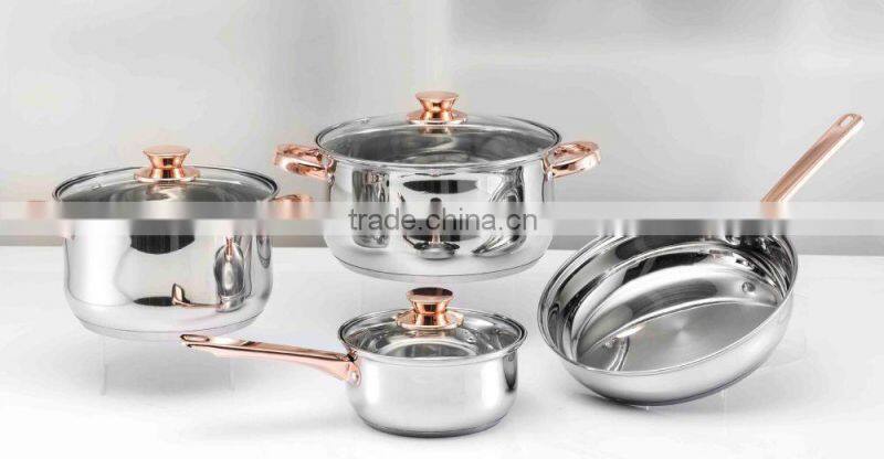 stainless steel golden plating anodized cookware with ss handle