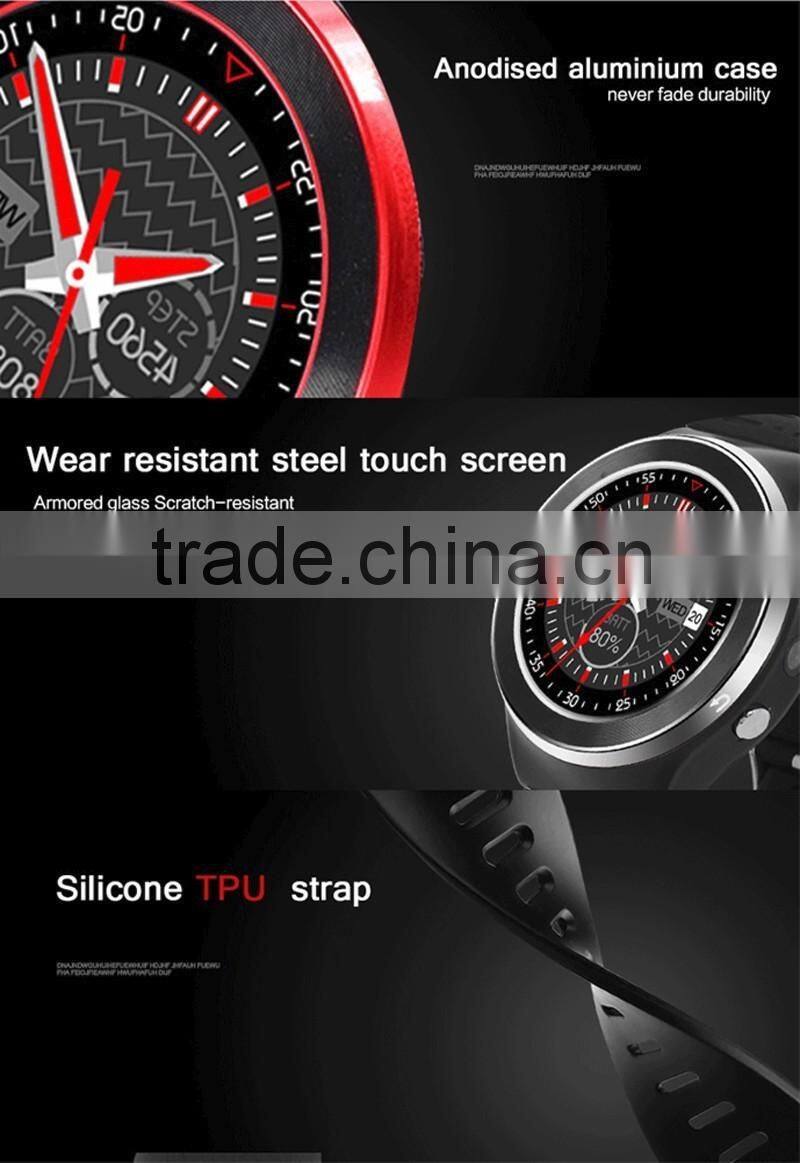 1.33 inch touch screen 3G WCDMA smart watch heart rate monitor 1.3GHZ Quad-core GPS WIFI