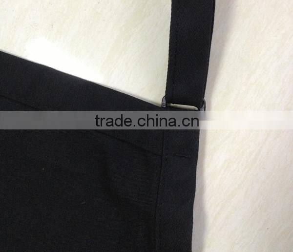 customised 100% cotton blue plain bib apron with adjustable button neck square corner