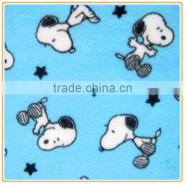 Cartoon Dog Print Fleece Fabric for Children Garment & Bedding