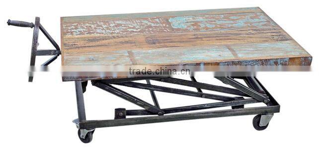 raw wood table,Iron Wood Cross Table