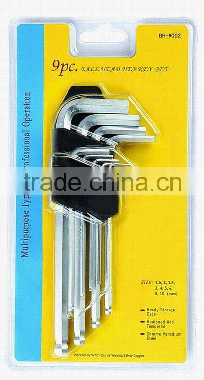 9 PC Ball head L Allen Wrench Hex Key Set Metric And SAE