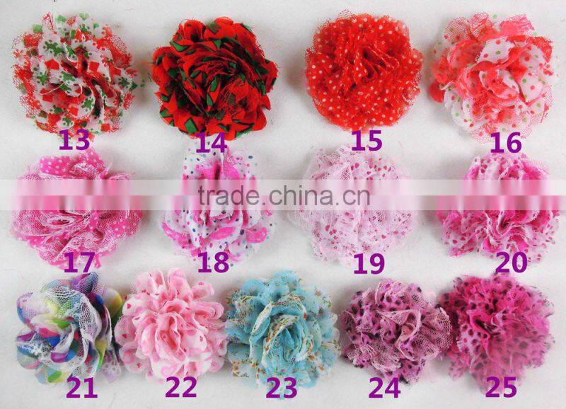 2.5" flower trim Denim cotton chiffon fabric children hair accessories