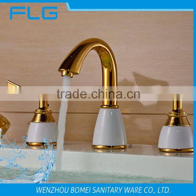 FLG0017 3 Pcs Gold Colour Finishing Faucet Basin Mixer