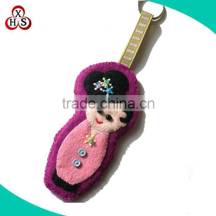 cute felt doll keychain mini mobile phone keychain
