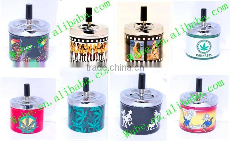 New Stainless Steel Spinning Ashtray with Cigarette Butt Storage Compartment