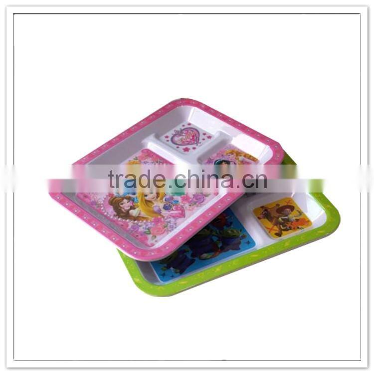 3 sections food grade kids divided lunch tray