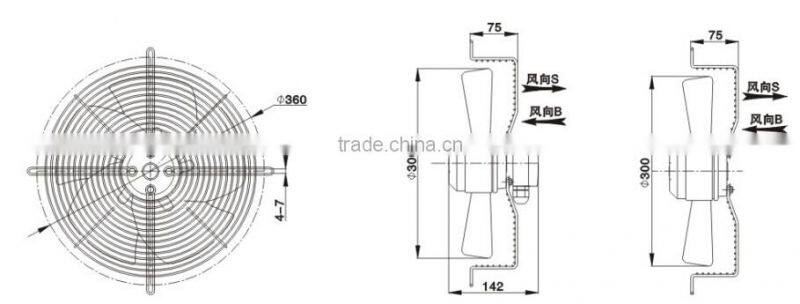 High performance 300mm unique floor exhaust fans