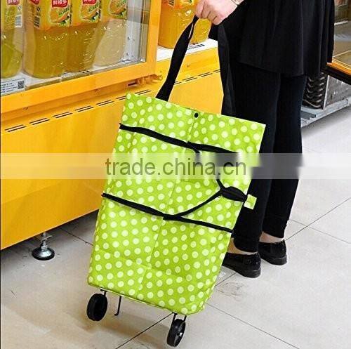 Folding Trolley From SanQi, Large Lightweight Shopping Trolley Foldable Wheel Luggage HandBag Cart with 2 Wheels Green