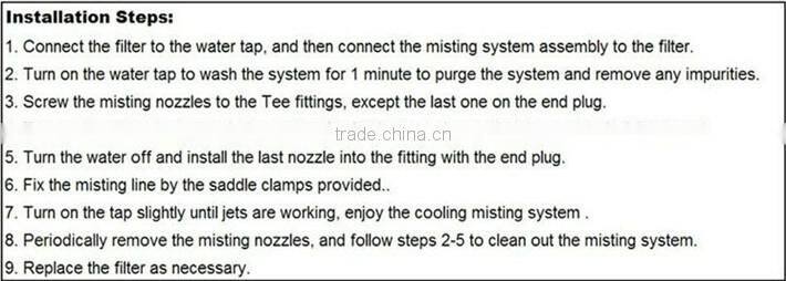 TY1235 Low pressure white cheaper CE portable misting stystem