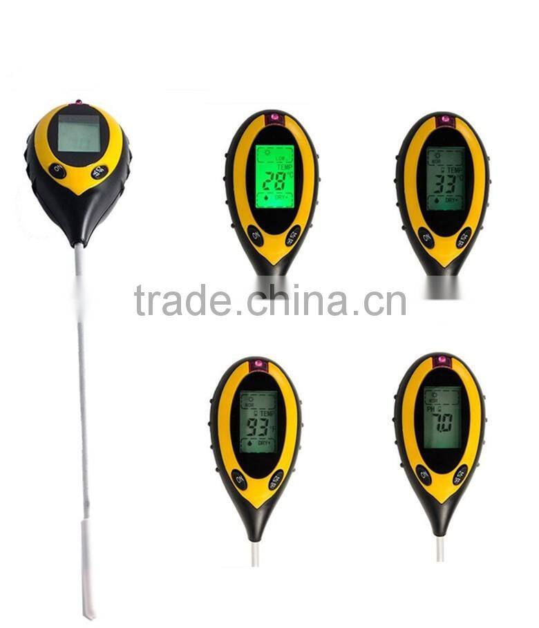 4 IN 1 Soil Moisture Monitor, Soil PH Value, Soil Temperature and Sunlight Intensity Tester