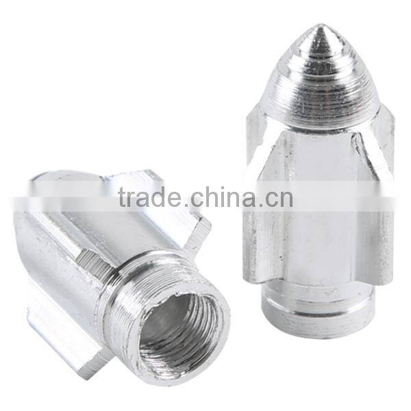 Universal Aluminum Rockets head 2X silver Motorcycle Wheel Tire Valve Stem Caps
