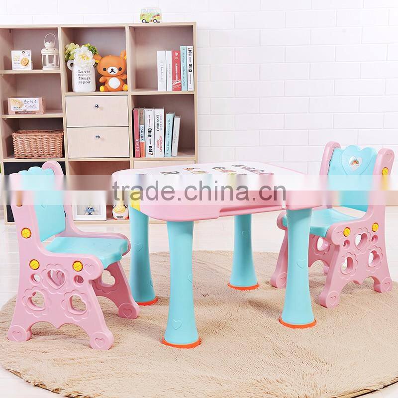 Fashion kids study writing table and chair children's cute plastic table with chair set