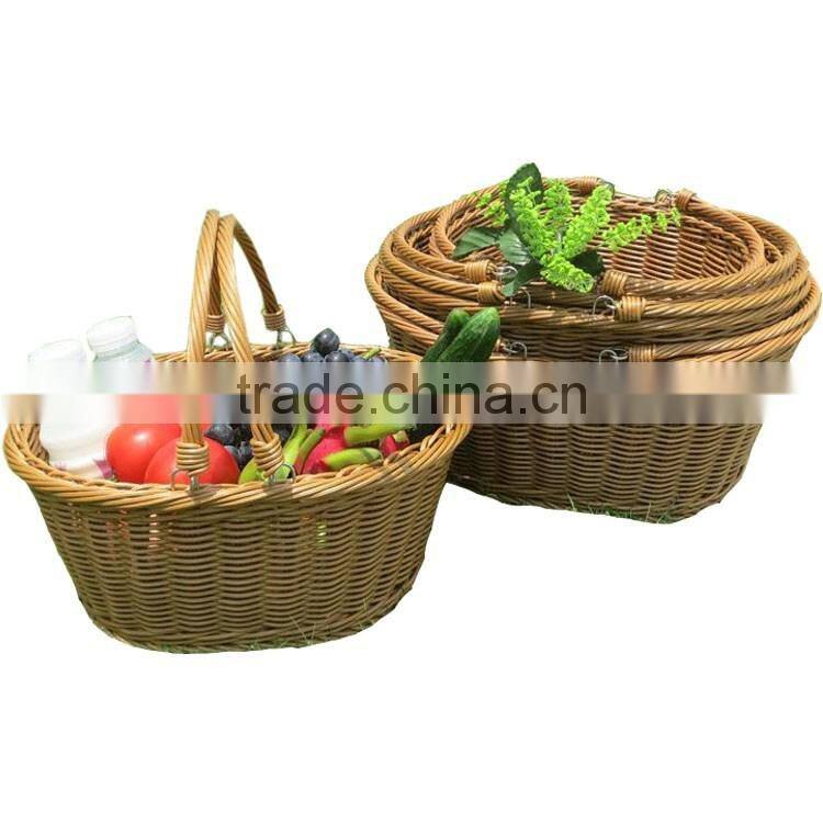 S&D eco-friendly rattan cheap furable decorative hand-crafted shopping wicker basket with handle