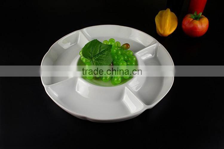 Factory direct wholesale white glazed ceramic section plates