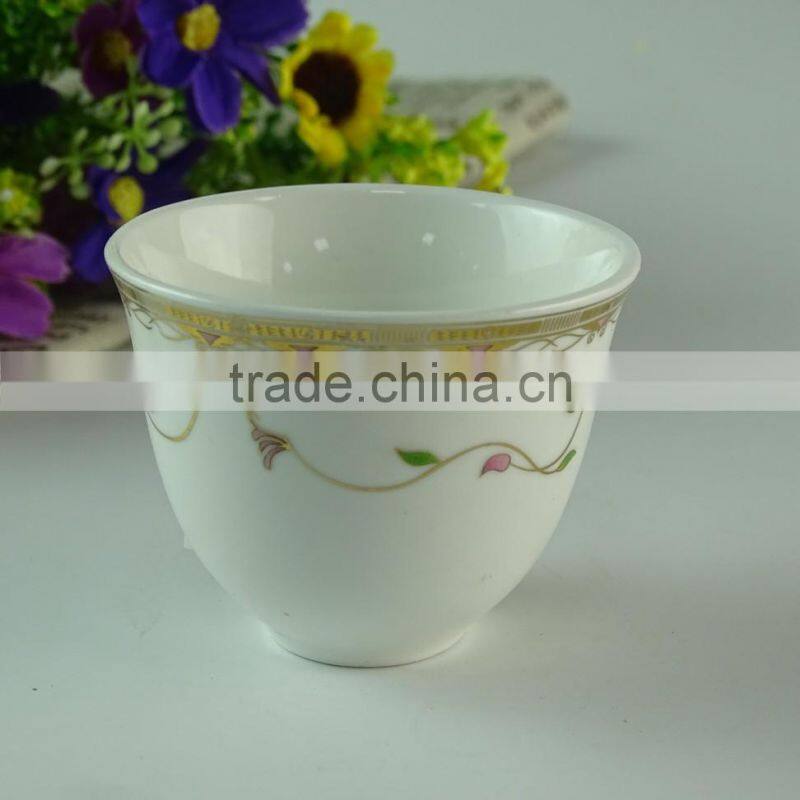 Big quantity cheap white round ceramic cawa cup with decal stock